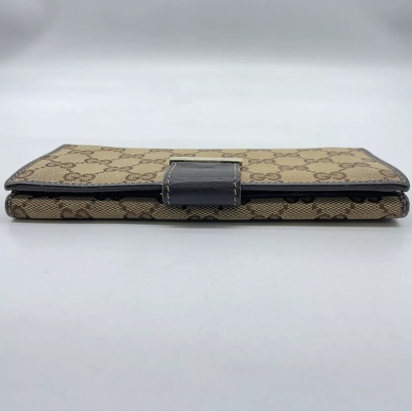 Authentic Gucci GG Canvas Double Hook Beige Long Wallet W/Box - Picture 5 of 16